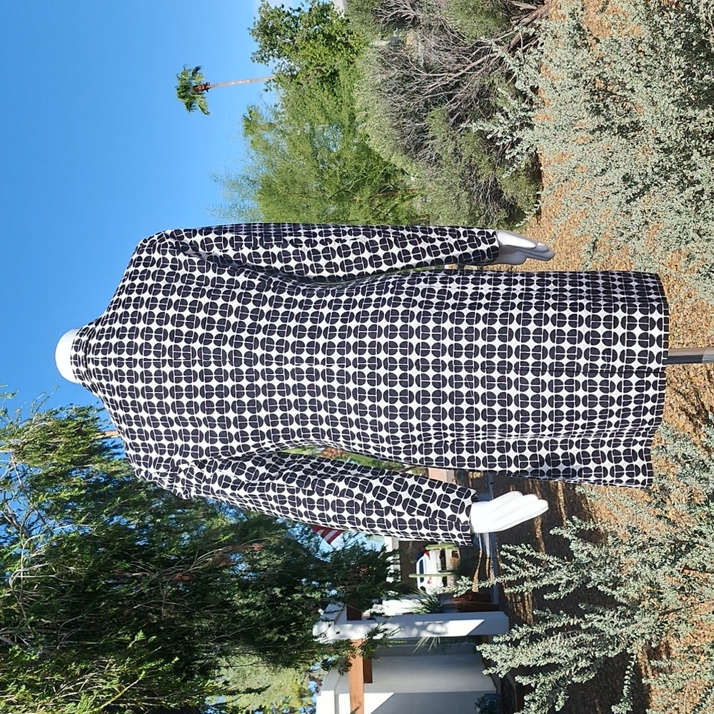 NINE WEST Black White Topper Long Jacket XS Peacoat Driving Coat Retro Mod Vibe - Picture 7 of 16